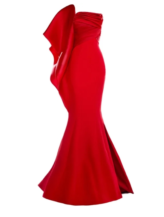 Scarlet Ruffle Mermaid Gown
